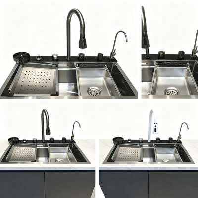 качество  Customized Premium Cup Washer Integrated Hand-Polished 304/316 Stainless Steel Kitchen Sink with 250-300mm Bowl Depth and 1.2-2.0mm Panel Thickness фабрика
