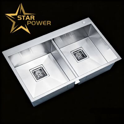качество  STAR POWER 304 Stainless Steel Double Bowl Handmade Kitchen Sink with Customized Bowl Depth фабрика