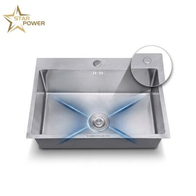 Хорошая цена 27 Inch Overmount Single Bowl Kitchen Sink SUS304 18 Gauge with Drainboard онлайн