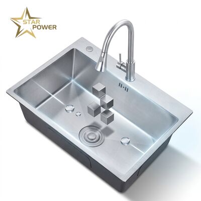 Хорошая цена 24 Inch Undermount Single Bowl Kitchen Sink SUS304 18 Gauge with Nano Coating онлайн