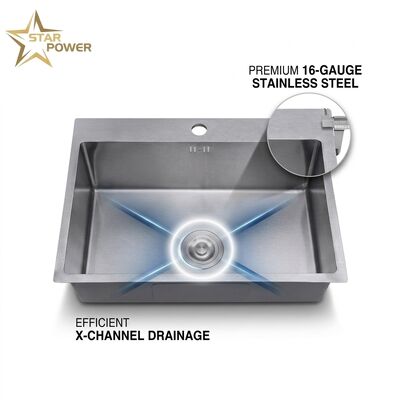 Хорошая цена 23 Inch Undermount Single Bowl Kitchen Sink SUS304 18 Gauge Gunmetal PVD Finish online