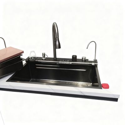 Кухонный раковина из нержавеющей стали с высоким арковым краном