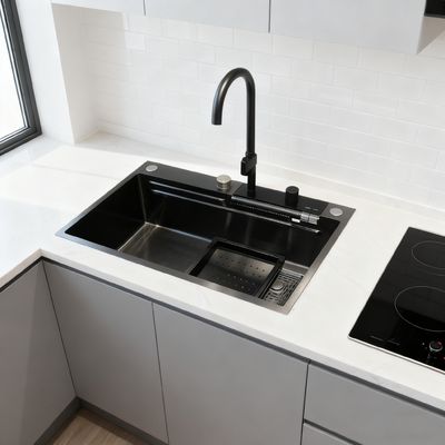 Кухонный раковина из нержавеющей стали с двойным бассейном длиной 800 мм с расчищенной отделкой, глушителями звука и задним каналом