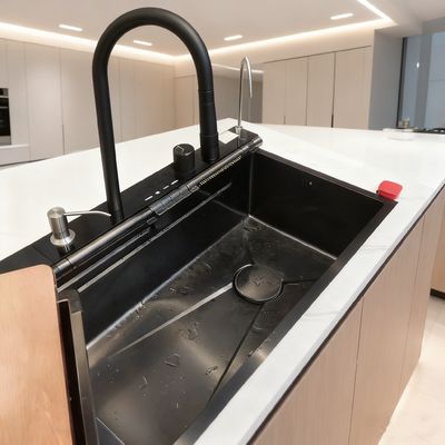 Кухонный раковина из нержавеющей стали с двойным бассейном длиной 800 мм с расчищенной отделкой, глушителями звука и задним каналом