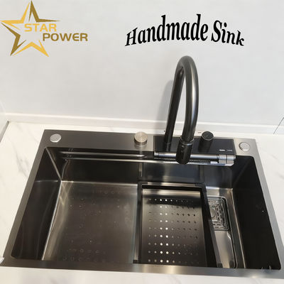 304 Stainless Steel PVD Antibacterial Handmade Undermount Kitchen Sink with Food Grade Safety