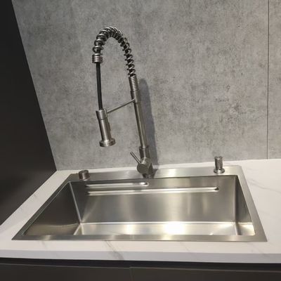 Handmade Stainless Steel Kitchen Sink with Bowl Depth 250-300mm and Panel Thickness 1.2-1.5mm or 1.8-2.0mm