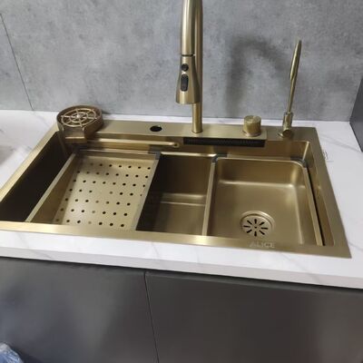Хорошая цена Кухонная мойка ручной работы из нержавеющей стали 304/316 с закругленными углами R10 без мертвых зон, с углубленной чашей и шумопоглощающими прокладками онлайн