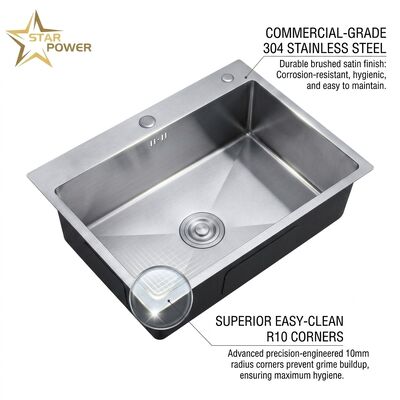 Хорошая цена 16 Gauge 316 Stainless Steel Deep Single Bowl Kitchen Sink Drop-in 30x18 Inch 10 Inch Basin Brushed Finish онлайн