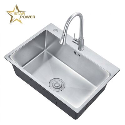 Хорошая цена Nano 25x22 Drop-In Kitchen Sink SUS304 Antibacterial Single Bowl 18 Gauge онлайн