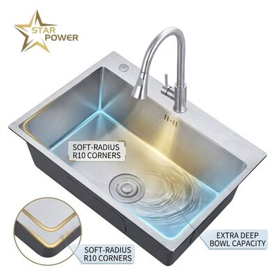 Хорошая цена 25 Inch Drop-In Laundry Utility Sink Single Bowl 20 Gauge with Overflow Drain онлайн