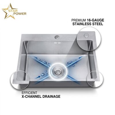 Хорошая цена 30 Inch Overmount Single Bowl Kitchen Sink 18 Gauge with Integrated Drainboard онлайн