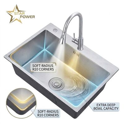 Хорошая цена 25 Inch Laundry Utility Sink SUS304 20 Gauge Deep Basin with Faucet Assembly онлайн