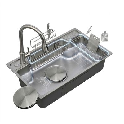Хорошая цена 30 Inch Farmhouse Apron Front Double Bowl Kitchen Sink 60/40 16 Gauge with Bottom Grids online